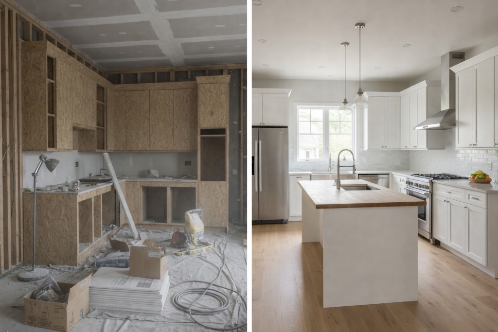 Kitchen renovation post-construction cleaning